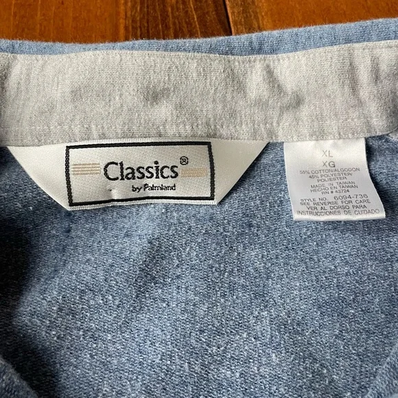 Vintage Classics by Palmland Blue and Grey Rugby Polo Sweatshirt - Picture 3 of 4